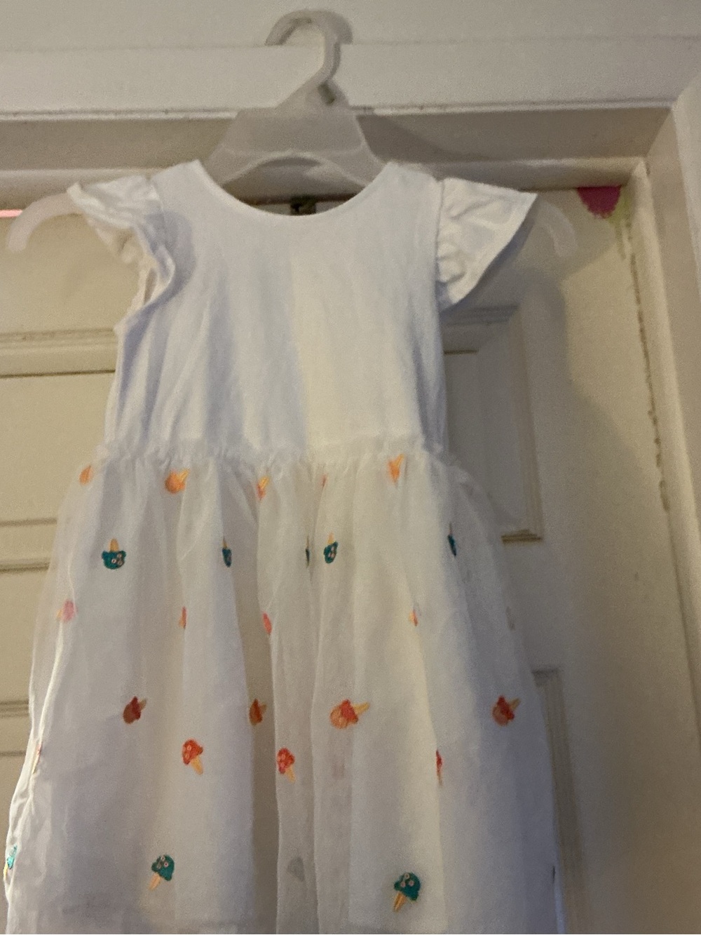 Cat & Jack White Tulle Dress with Colorful Embroidered Accents